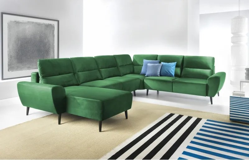 Narożnik BOSCO XL zestaw z elektryczną funkcją regulacji tkanina Monolith 37 Zielony WERSAL