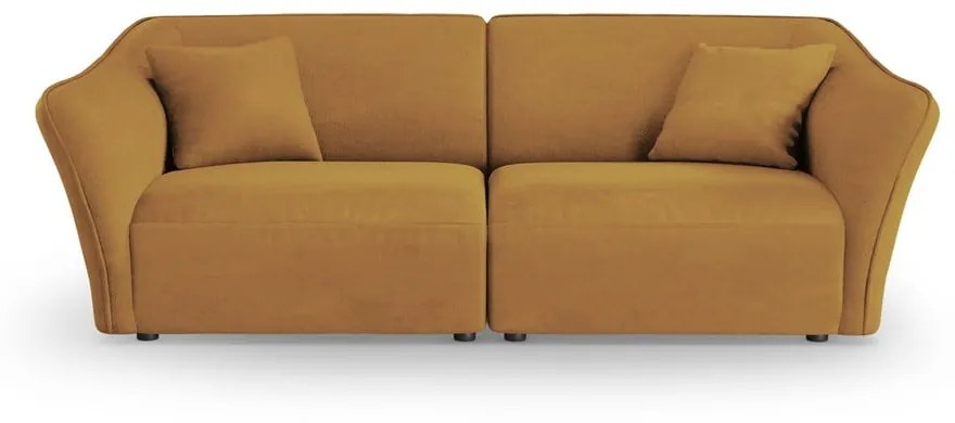 Musztardowa sofa z materiału bouclé 206 cm Tokyo – Cosmopolitan Design