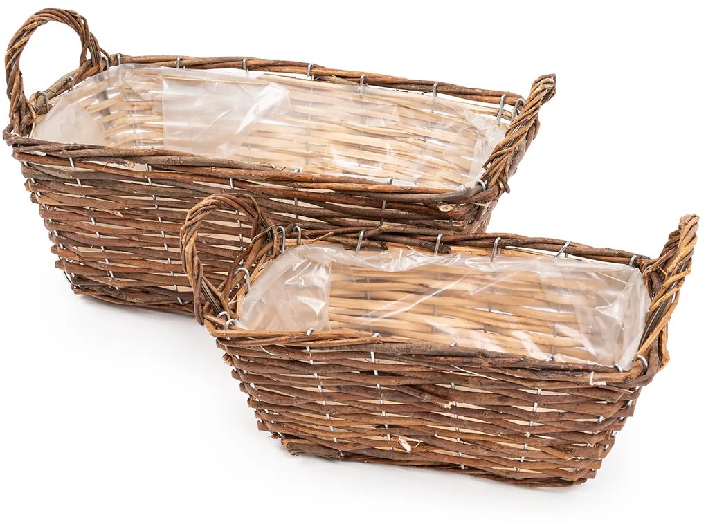 Wiklinowy kosz na kwiaty brązowy, 24 x 12 x 10  cm