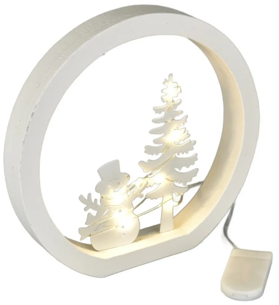 Świąteczna dekoracja LED Bałwanek, średnica 15 cm,ciepła biel