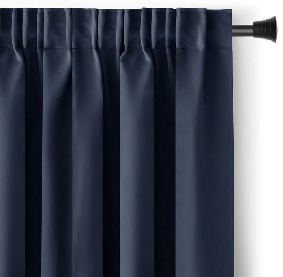 AmeliaHome Zasłona Blackout Oxford Pleat indigo, 140 x 245 cm