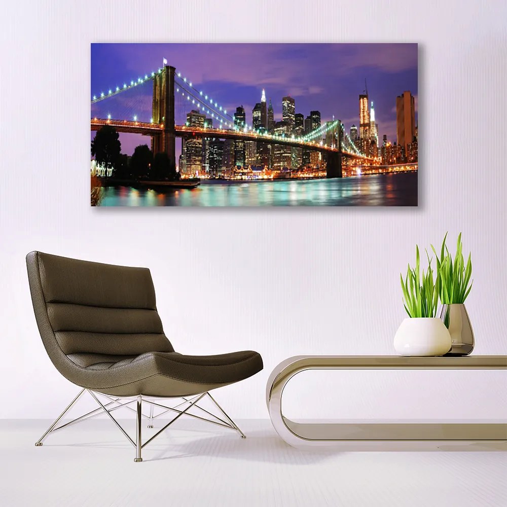 Obraz na płótnie Panorama Mostu o Zmierzchu