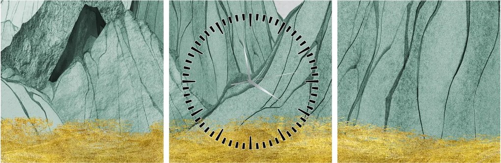 Obraz - Emerald Mountains N⁰1 (z zegarem) (90x30 cm)