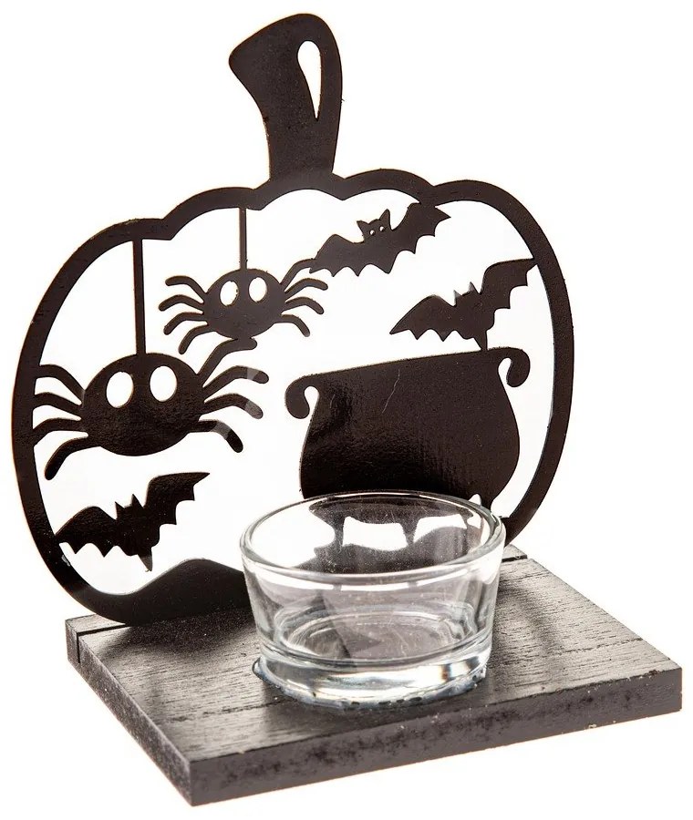 Drewniany świecznik z motywem Halloween Happy Halloween – Dakls