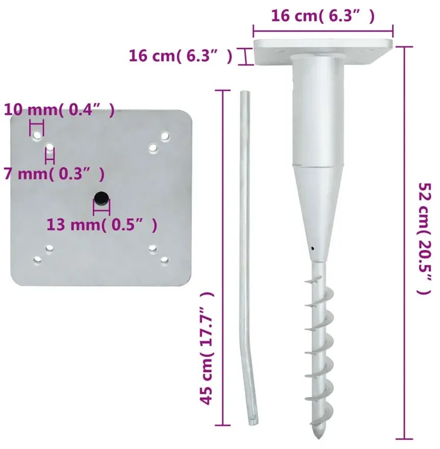 Wkręcana podstawa w ziemię pod parasol R0-P06