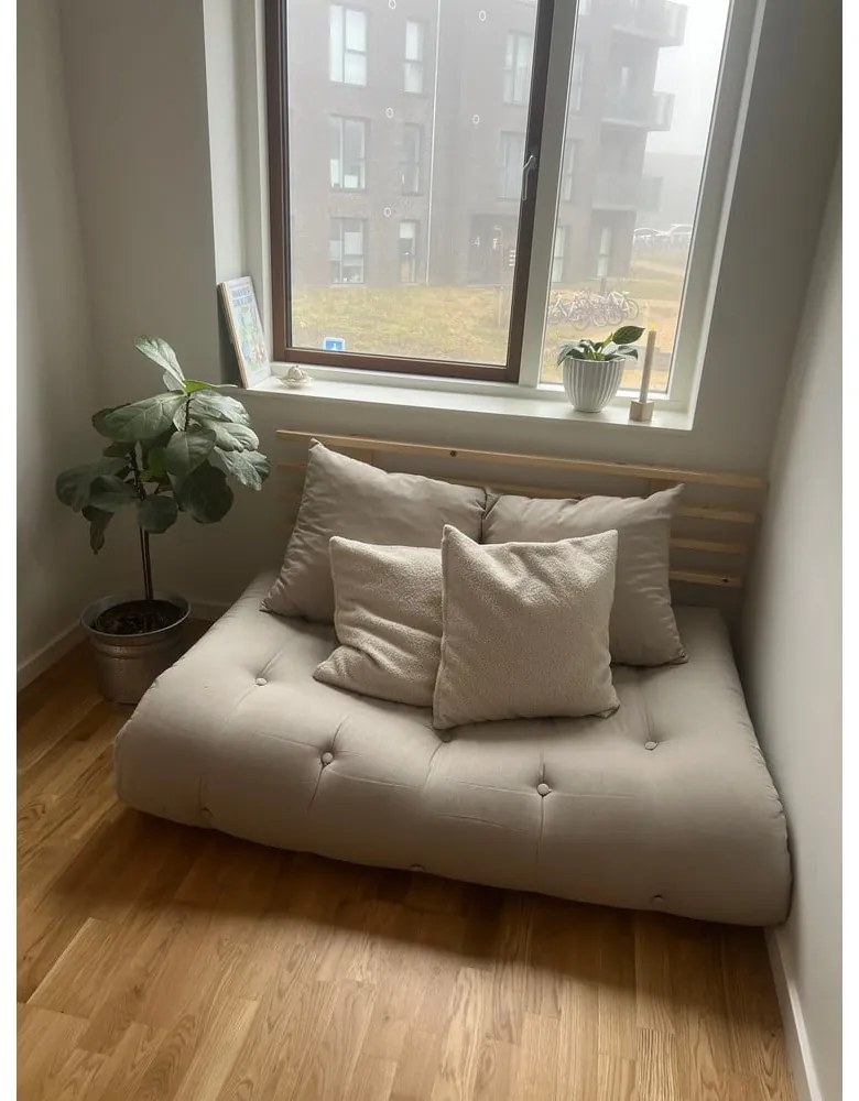 Sofa rozkładana z jasnobeżowym obiciem Karup Design Shin Sano Natural