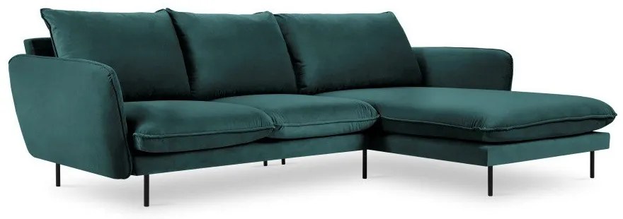 Morska narożna aksamitna sofa prawostronna Cosmopolitan Design Vienna