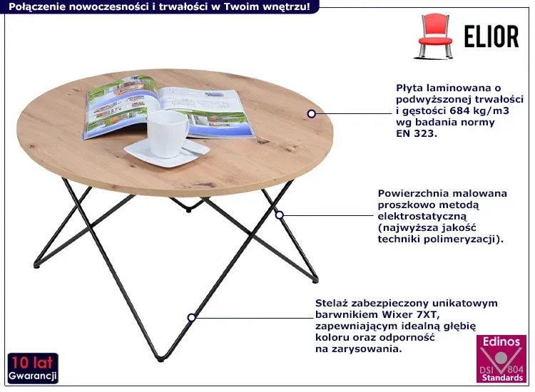 Industrialny stolik kawowy dąb artisan - Noemi 4X