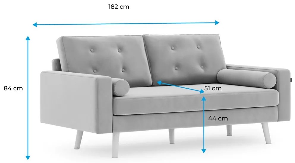 Szara sofa 3-osobowa MANDI VELVET