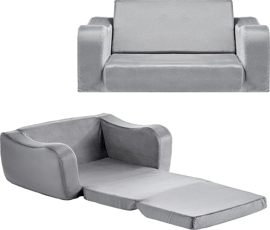 Kanapa SucceBuy dla Dzieci 2w1 Przekształcana w Leżankę, Składana i Miękka Sofa dla Maluchów, z Podłokietnikami, z Gąbki 28D i Krótkim Włosiem