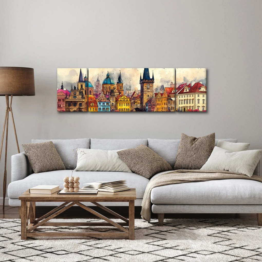 Obraz - Jesień w malowanym mieście (170x50 cm)