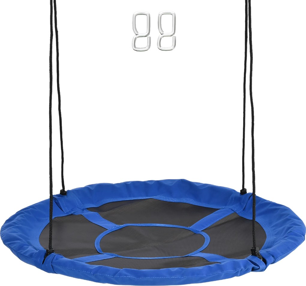 Outsunny Huśtawka wieszakowa niebieska odporna na warunki atmosferyczne do 100 kg z regulowanymi sznurami | Aosom PL