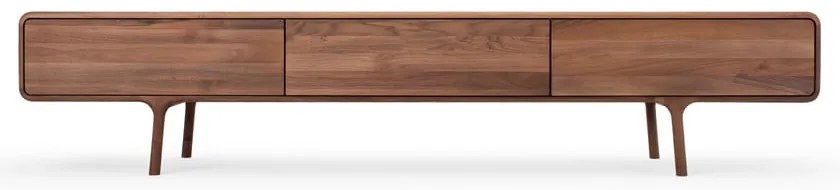 Brązowa szafka pod TV z litego drewna orzechowego 220x45x45 cm Fawn – Gazzda