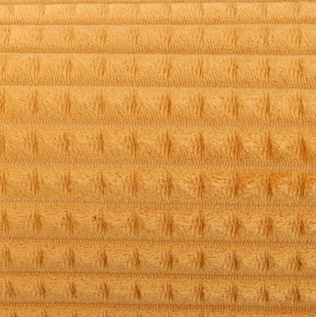 Koc w Kostkę 200x220cm Miękki musztardowy Przytulny do Salonu i Sypialni