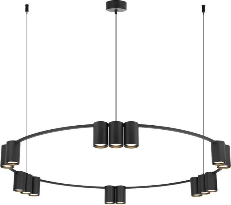 Okrągła czarna lampa wisząca reflektorowa - K407 D7-E16