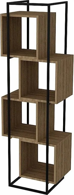 Nowoczesna półka industrialna – 52 x 160 x 38 cm – orzech i czerń – płyta wiórowa i metal