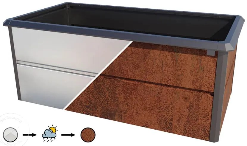 PRIMEYARD 200 x 100 x 77 cm Grządka podwyższona, stal corten, Optyka rdzy, z ochroną przed ślimakami - (GFPV00784)