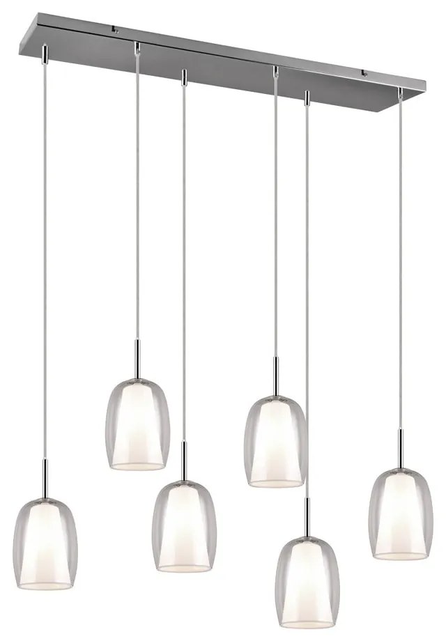 Lampa wisząca w srebrnym kolorze ze szklanym kloszem Barret – Trio Select
