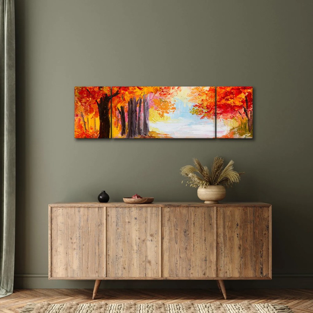Obraz - Obraz olejny, kolorowa jesień (170x50 cm)