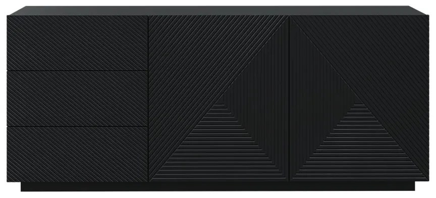 Komoda Asha 167 cm dwudrzwiowa z szufladami - czarny mat
