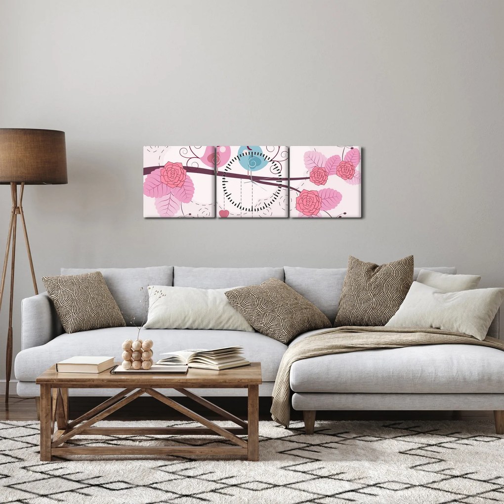 Obraz - Czas miłości (z zegarem) (90x30 cm)