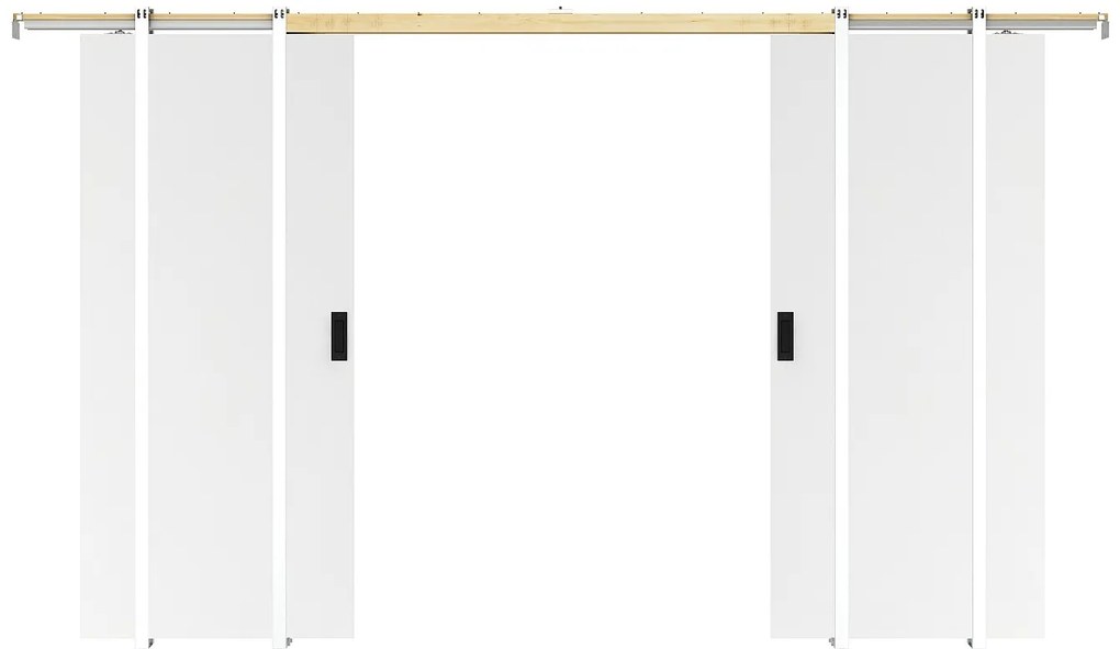 Drzwi przesuwne podwójne chowane w ścianie - 2 x wys. 205 x szer. 93 cm - MDF + białe PCV - VARIN II