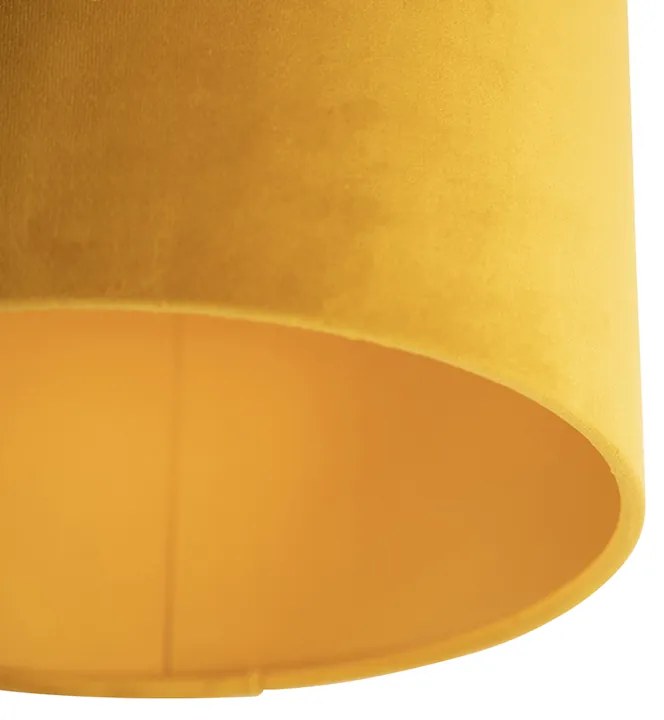 Lampa sufitowa z abażurem z weluru ochrowym ze złotem 25 cm - Combi BlackWiejski/ Rustykalny / Vintage Oswietlenie wewnetrzne