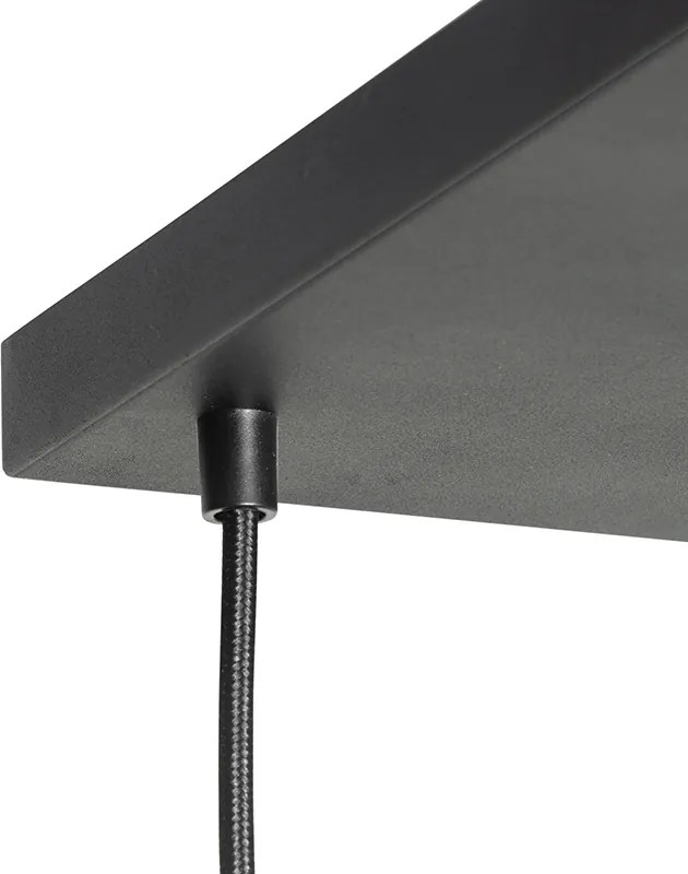 Lampa wisząca art deco czarna z przydymionym szkłem 8-świateł - Sandra