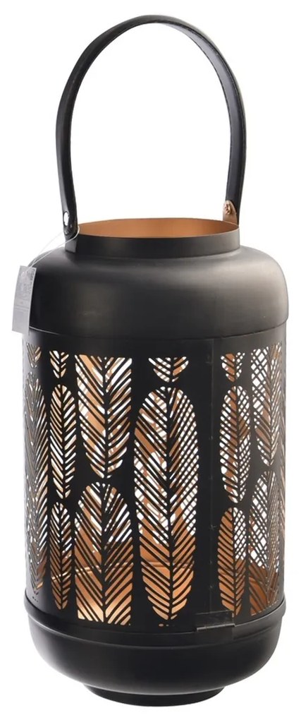 InDecor Świecznik metalowy Leaf czarny, 19 x 19 x 38 cm, M