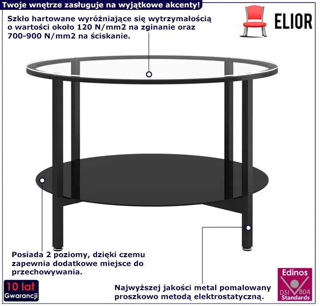 Dwupoziomowy szklany stolik kawowy przezroczysty + czarny - Alerko