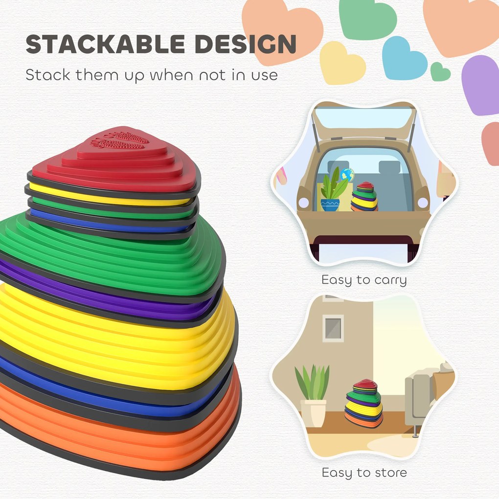 AIYAPLAY Zestaw 9 Trittsteine, design antypoślizgowy, do użytku wewnętrznego i zewnętrznego, łatwe do układania, kolorowe
