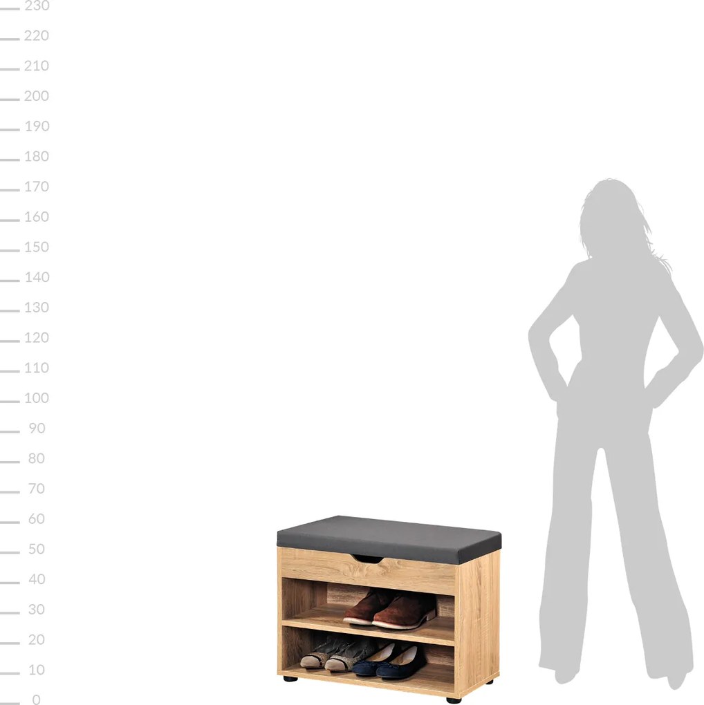 Szafka na buty z siedziskiem, 60 x 30 x 45 cm