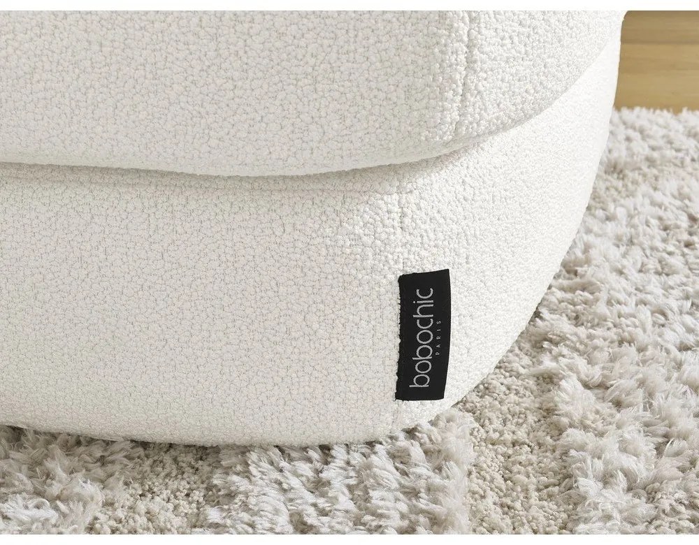 Biały podnóżek z materiału bouclé Leonore – Bobochic Paris