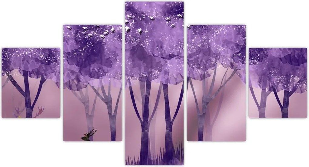 Obraz - Jeleń w magicznym lesie (125x70 cm)