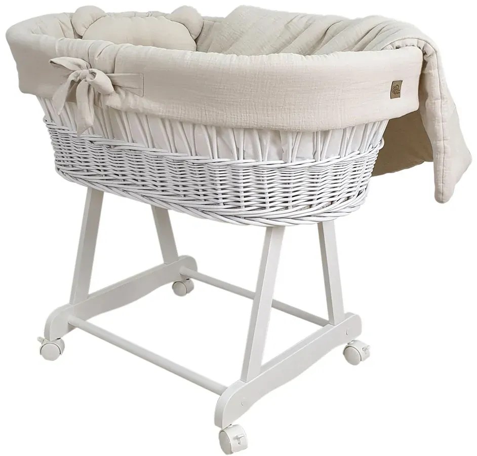 Zestaw kosz na drewnianym stelażu beż F3-E83