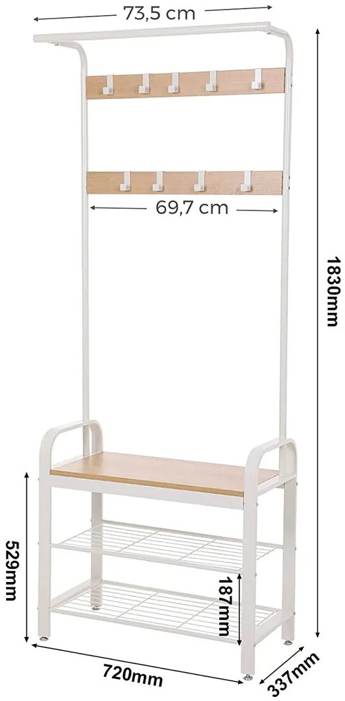 Beżowa szafka na buty z wieszakiem H3-C64