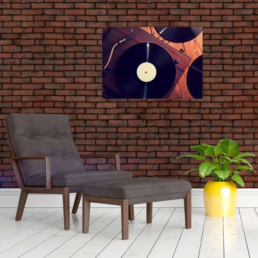 Obraz na szkle płyt gramofonowych (70x50 cm)