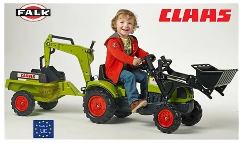Falk traktor claas arion zielony zestaw z przyczepą łyżka + ładowarka