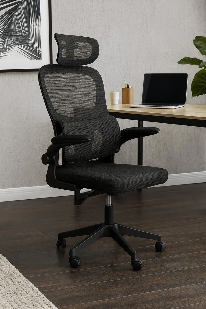 Fotel biurowy Hektor z podparciem lędźwiowym – ergonomiczne krzesło z zagłówkiem