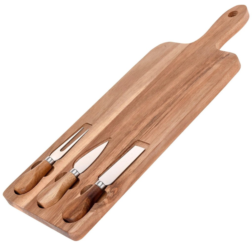 Deska do serów + 3 noże, 43x16 cm, komplet