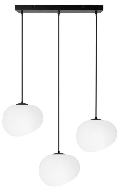 Lampa wisząca Stones Liniowa, trzy klosze 20cm w kształcie otoczaka, oświetlenie stołu w kuchni