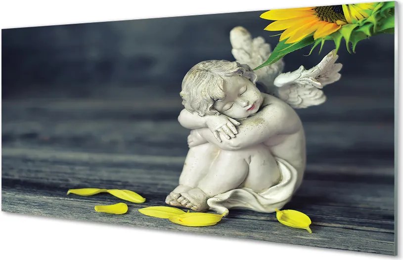 Panel Kuchenny Szklany Śpiący Aniołek w Słonecznikach