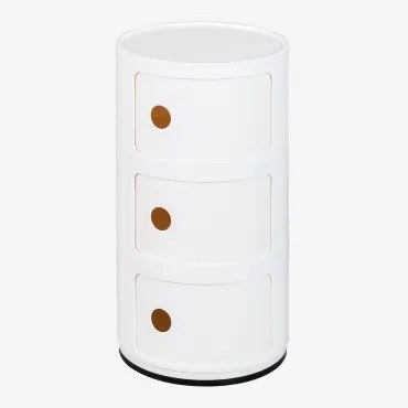 Okrągły Stolik Boczny Babel Z Półkami Distressed White & 3 Szuflady - Sklum