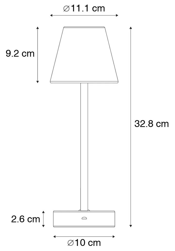 Zewnetrzna Lampa stołowa biała z wbudowanym LEDem, ładowana, ze ściemniaczem dotykowym - RenataDesignerski Oswietlenie zewnetrzne