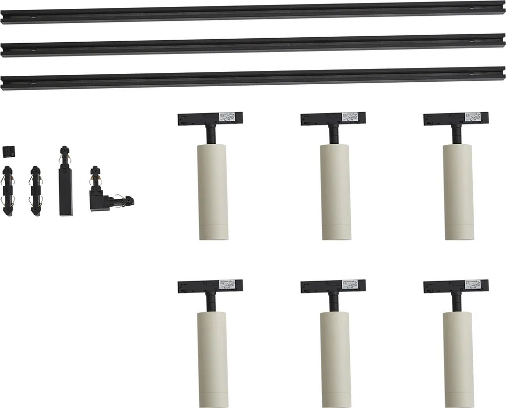 Nowoczesny system szynowy z 6 reflektorami beżowy 1-fazowy - Slimline Uzzy