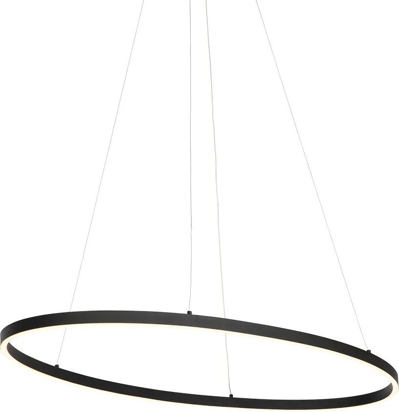 Designerska lampa wisząca czarna owalna z wbudowanym LED 3-stopniowo ściemnialna - Ovallo