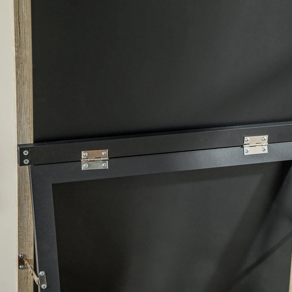 HOMCOM Lustro całosylwetkowe, rama MDF, folia antyrozbryzgowa, 162,6 x 53,3 cm, Naturalne drewno