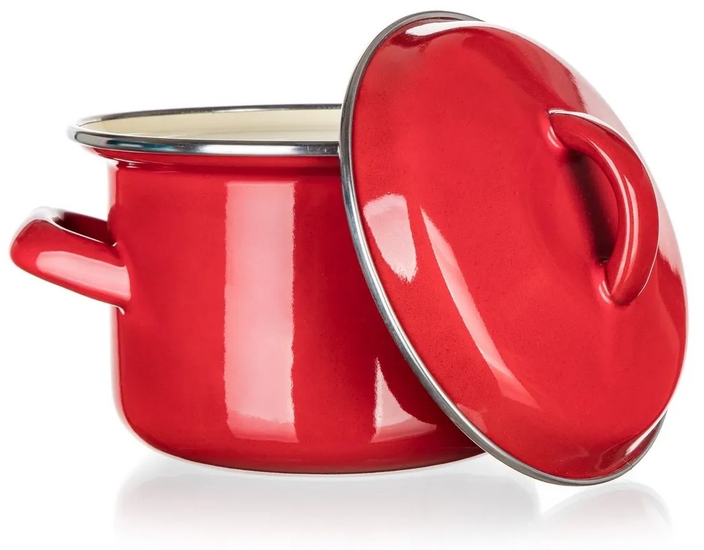 Banquet Garnek emaliowany z pokrywką Milton red, 12 cm, 0,78 l, 12 cm