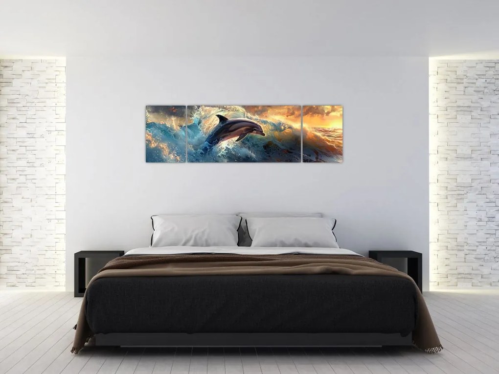 Obraz - Delfin, ilustracje (170x50 cm)