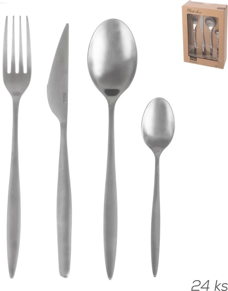 Sztućce ze stali nierdzewnej w kolorze srebra 24 szt. – Orion